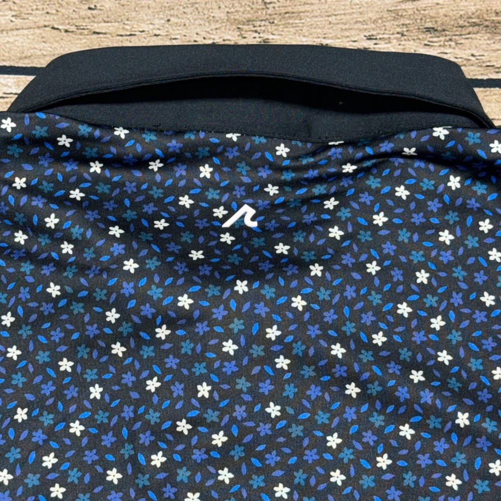 Redvanly Polo Shirt Mens Large L Navy Blue Floral Golf Performance Short Sleeve - Picture 6 of 8